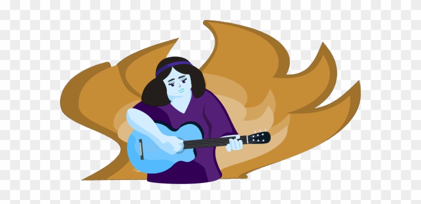 Woman Playing Guitar Cartoon Clipart - Cartoon #1183633