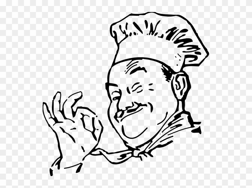 Chef Says Okay Black White Line Art 555px - Cartoon Chef Black And White #193398