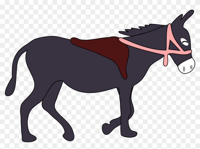 Donkey Is Smiling With A Saddle And A Pink Bridle - Donkey Walking Gif Png #196183