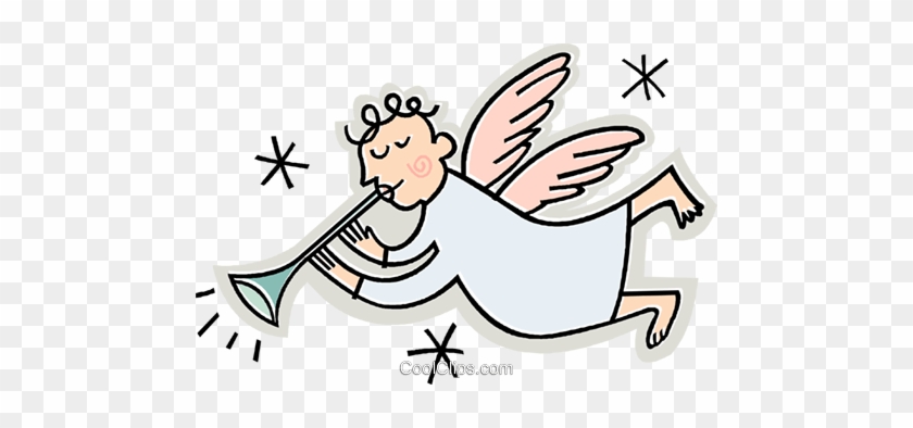 Angle Blowing A Horn Royalty Free Vector Clip Art Illustration - First Herald Angel: An Original Christmas Play With #1192960