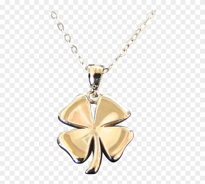 Tiny Four Leaf Clover Necklace Gold Shamrock Necklace 14k 