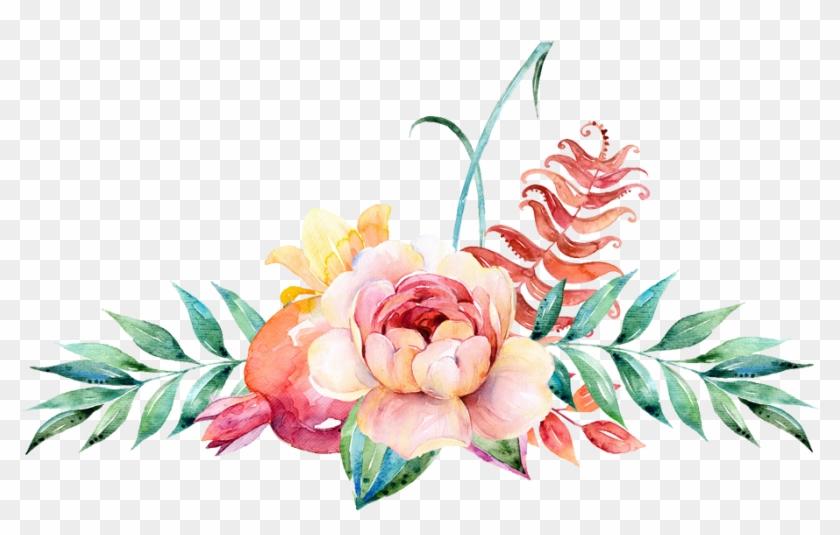 Watercolour Flower Border Png - Watercolor Flowers Bouquet Png #1199234