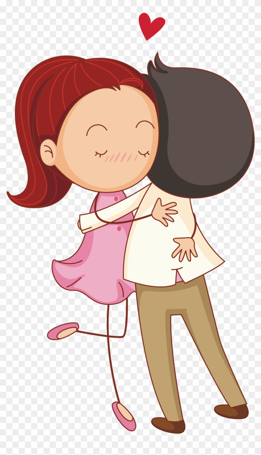 boy and girl hugging sketch