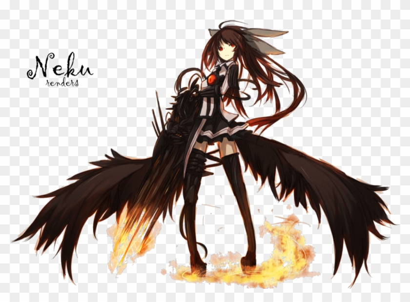 Anime Wolf Demon Girl With White Hair Download Anime Black Wings Free Transparent Png Clipart Images Download - cute anime demon girl roblox