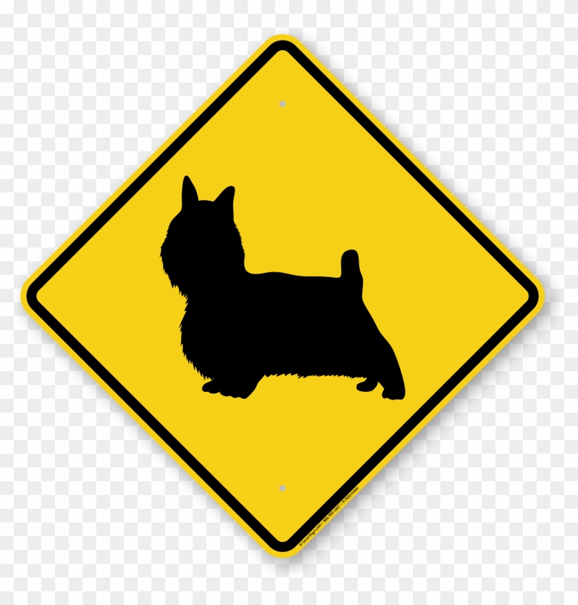 Yorkie Symbol Guard Dog Sign - Road Sign With Car #1213674