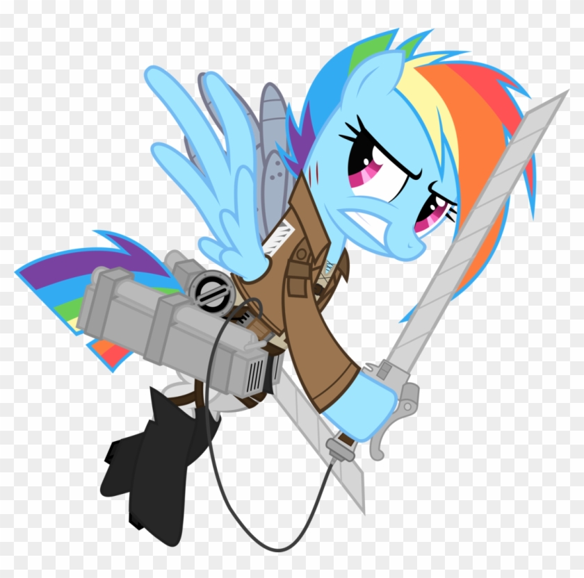 Hotsun6392, Attack On Titan, Rainbow Dash, Safe, Simple - Cartoon #1223253