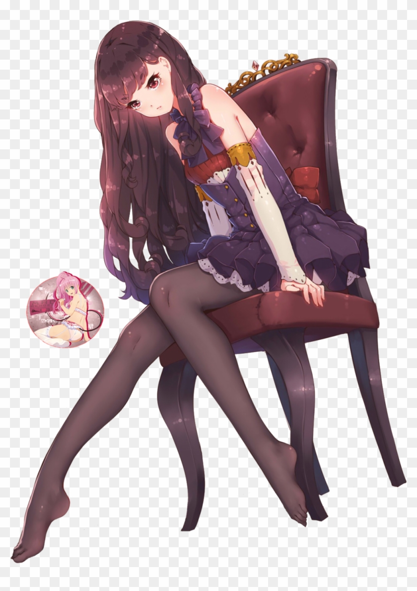 anime girl with brown hair wearing a dress