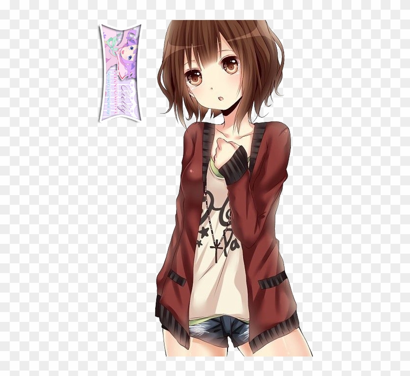 Cute Anime Girl brownhaired female anime character transparent background  PNG clipart  HiClipart