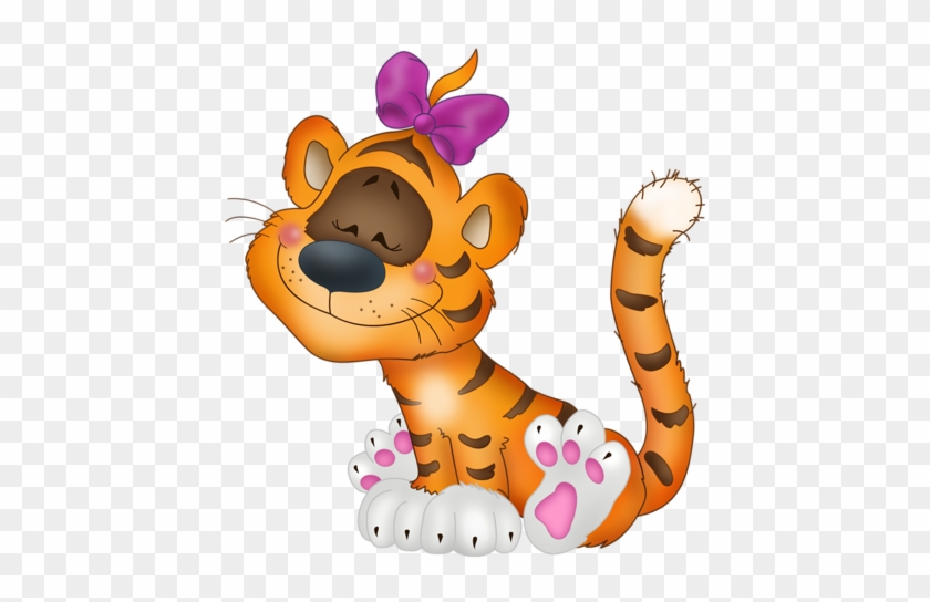 Tiger With Bow Cartoon Free Clipart - Just Funny Clipart With Transparent Backgrounds #1233554