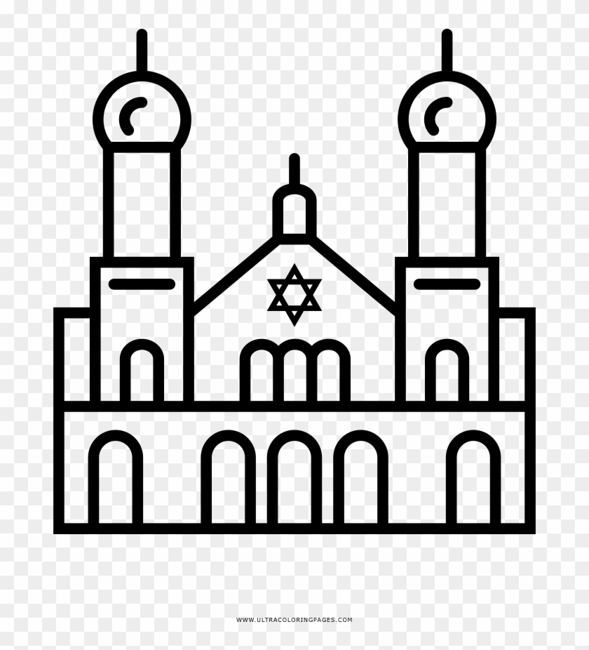 Synagogue Coloring Page - Synagogue Black And White Clipart Png - Full ...