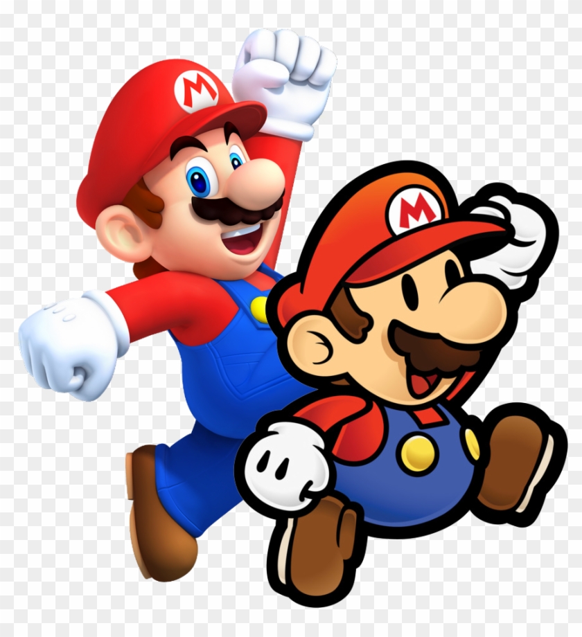 Mario And Paper Mario Jumping By Banjo2015 - Paper Mario And Mario #1237179