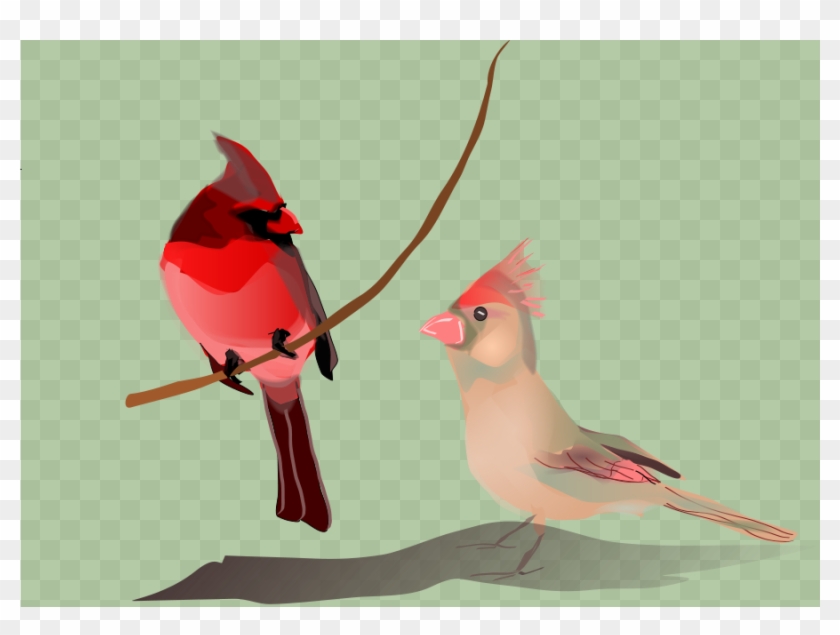 This Free Clip Arts Design Of Birds In Tree Branches - Painted Cardinal Pendant, Necklace Or Key Chain - Choice #1240393