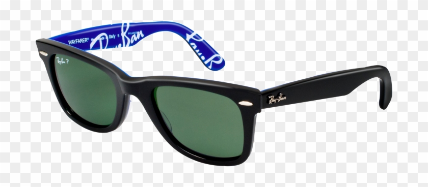 Original Wayfarer Top Black On Blue Logo Mania Crystal - Top Ray Ban Sunglasses #1240651