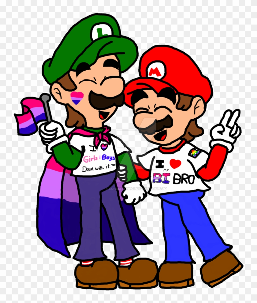 Bi Pride By Luigikittykat - Mario Luigi Paper Jam Mario #1254210