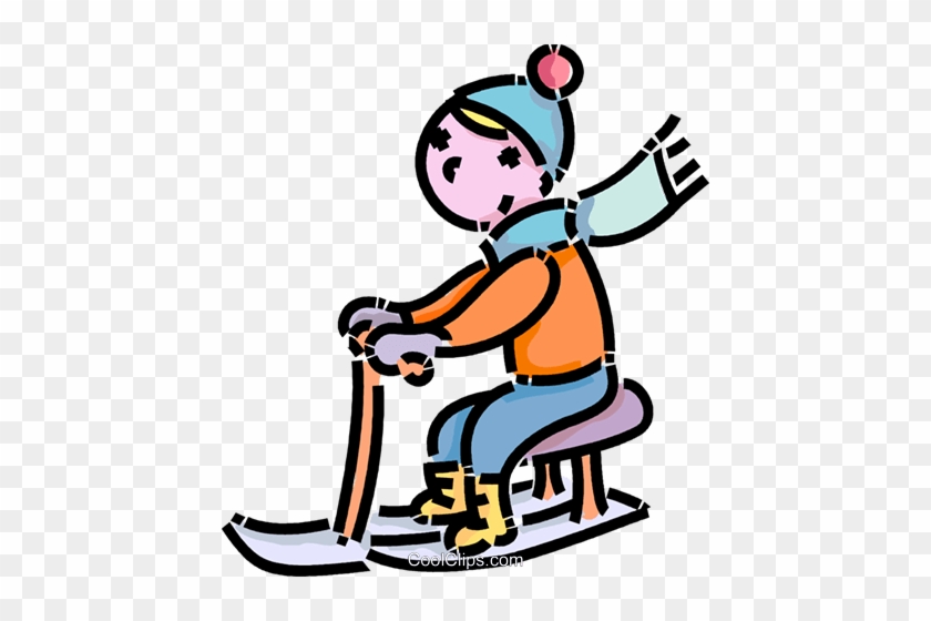 Boy On His Toboggan Royalty Free Vector Clip Art Illustration - Boy On His Toboggan Royalty Free Vector Clip Art Illustration #1254335