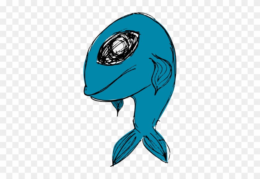 Blue Cartoon Fish Vector Illustration - Clip Art #1255050