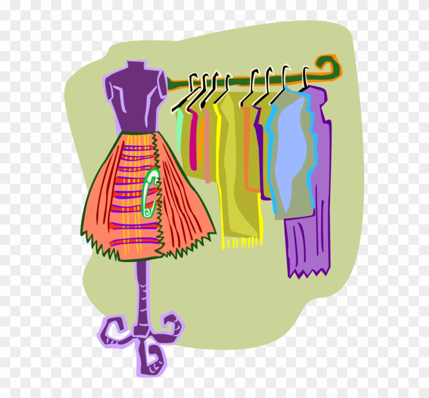 Vector Illustration Of Retail Fashion Dresses And Clothes