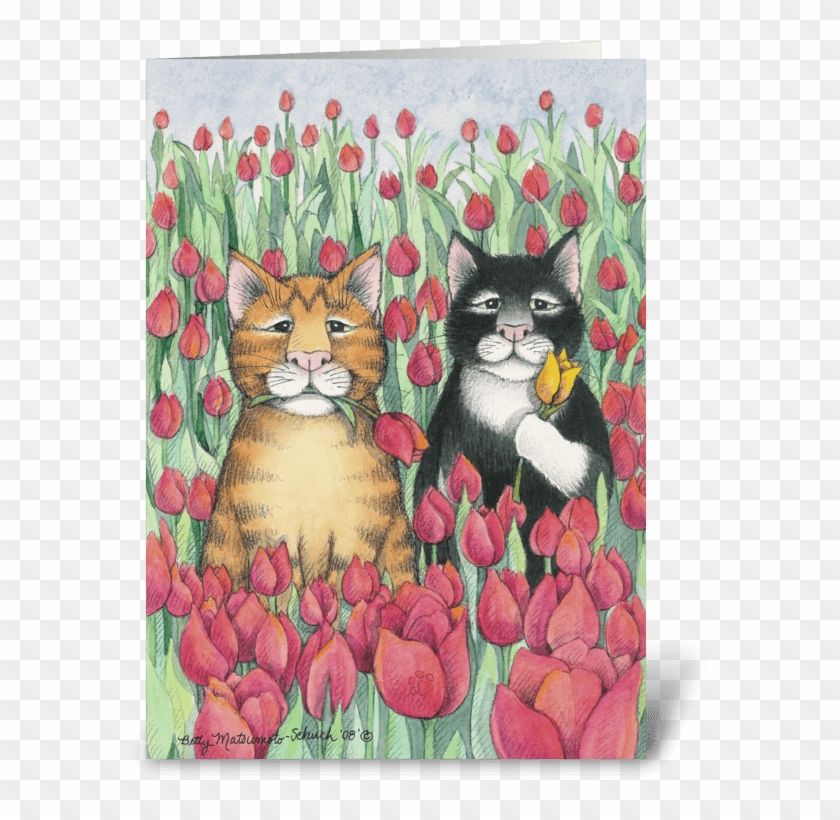 Tulip Cats Birthday - Tulip Cats Spring Party Invitation (bud & Tony) #1276616