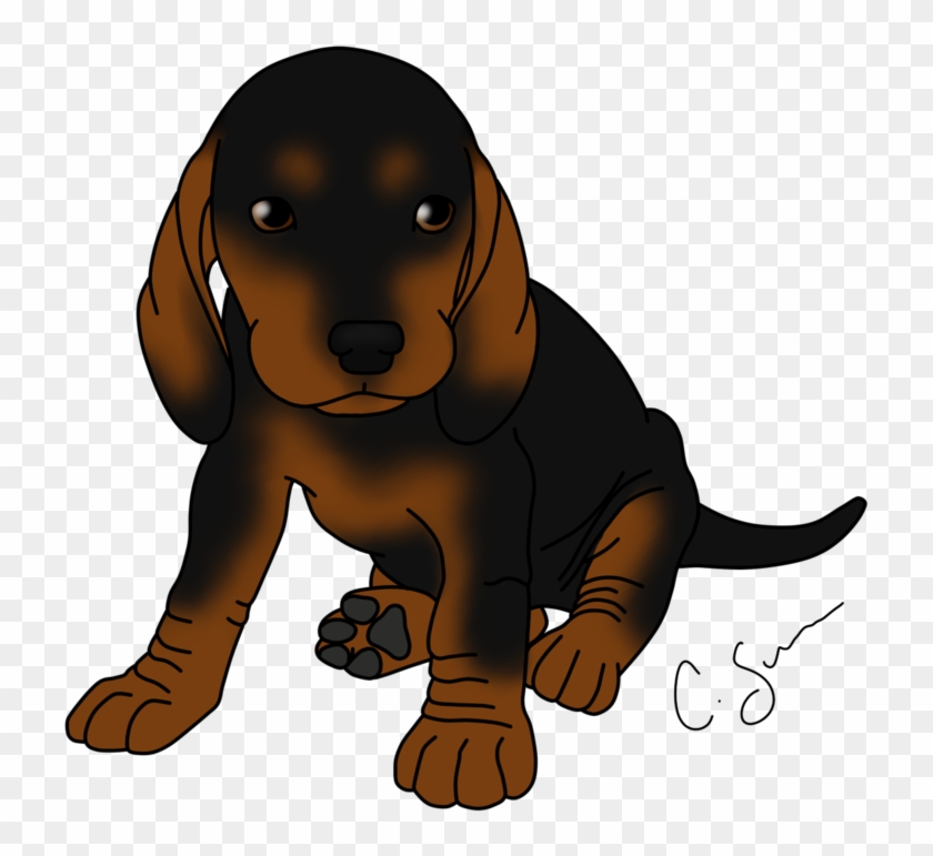 Black - Black And Tan Coonhound Cartoon #1277090