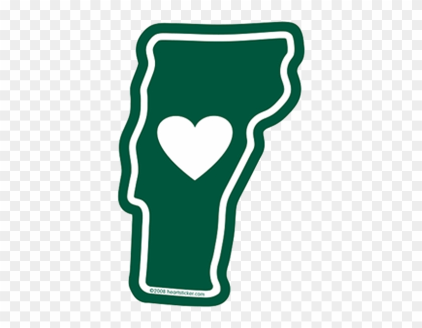 Heart In Vermont Vt Sticker,all-weather High Quality - Green Vermont Outline #1278285