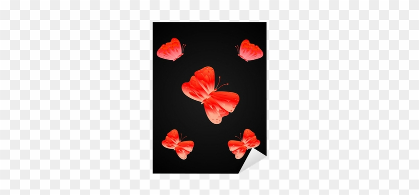 Vinilo Pixerstick Mariposas Rojas Con Fondo Negro • - .mx #1280094