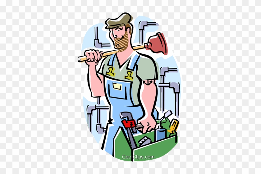 Plumber Royalty Free Vector Clip Art Illustration - Cartoon Plumber ...