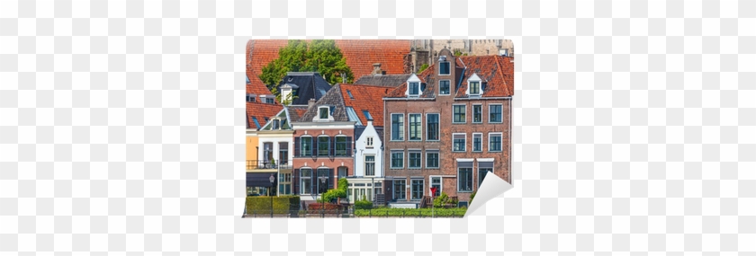 Old Houses Alongside The Dutch River Ijssel In Deventer - Throw Pillow #1295668