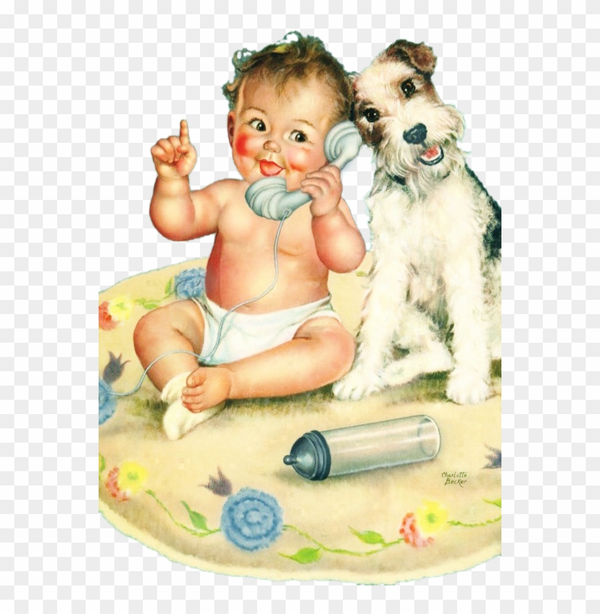 Mis Laminas Para Decoupage - Giclee Painting: Becker's Baby Talks, Dog Listens, #1297314