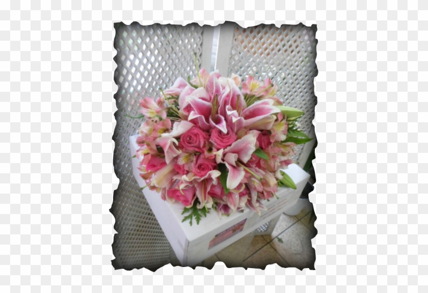 Buque De Noiva Com Lírios Asiático Cor De Rosa E Rosas - Bouquet #1298143