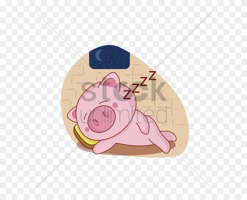 Cartoon Pig Sleeping Vector Image - Pig Sleeping In A Bed #1302976