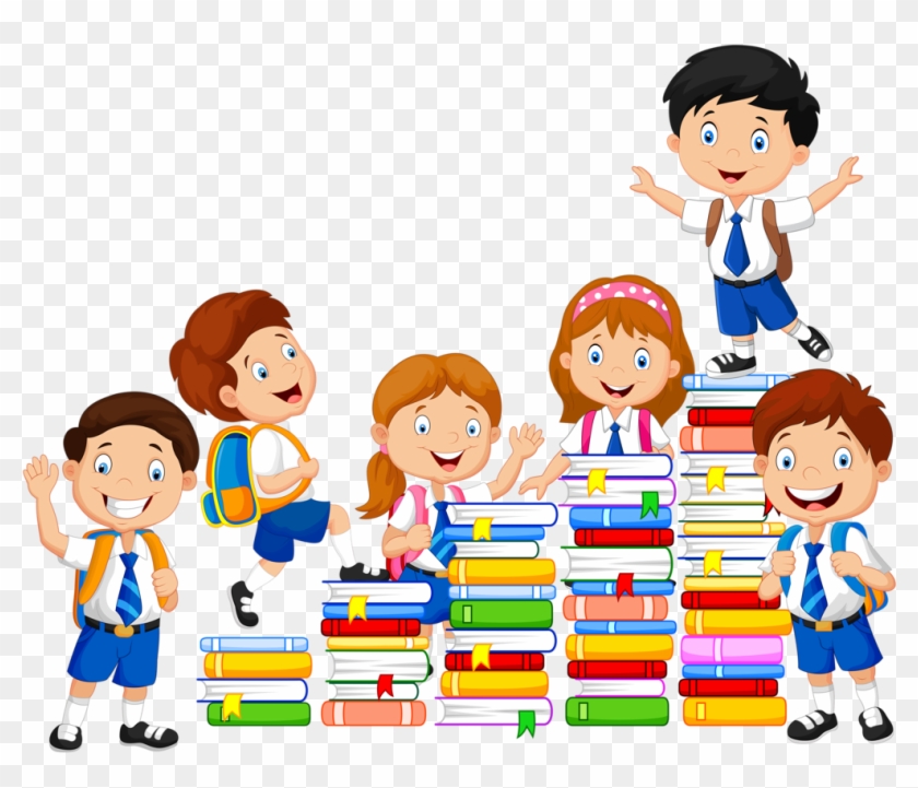 students with books clipart for kids