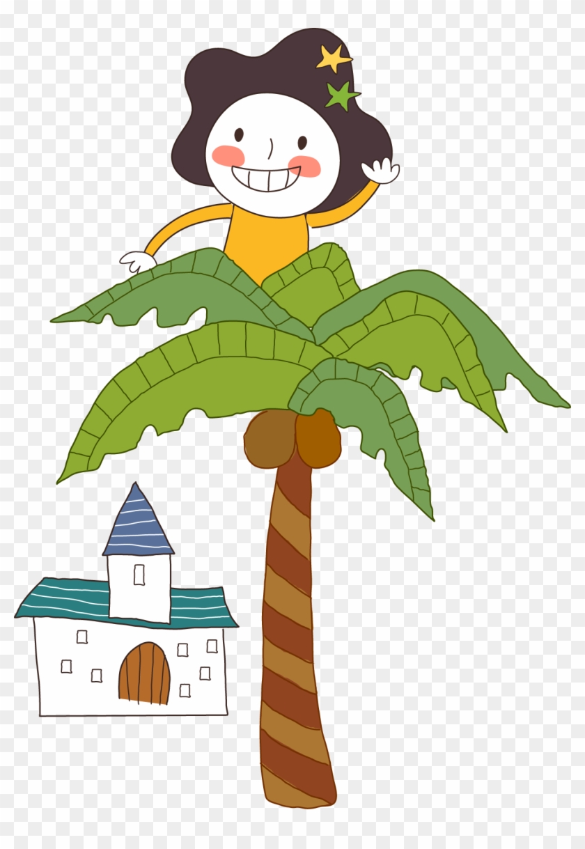Vector Coconut Tree Girl - Vector Coconut Tree Girl #29066