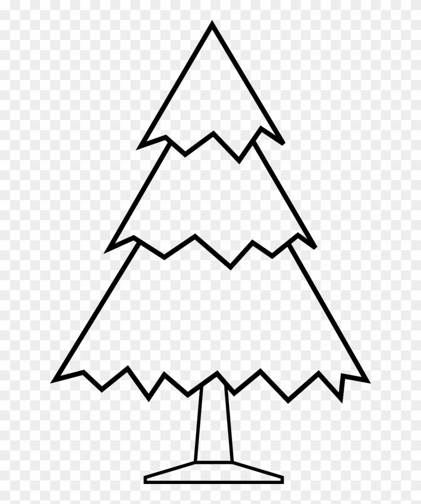 Simple Christmas Tree Free Digital Stamp - Clipart Black Nd White #30094