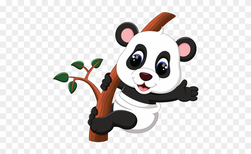 Baby Panda Climbing Bamboo Tree - Cute Baby Panda Cartoon #35621
