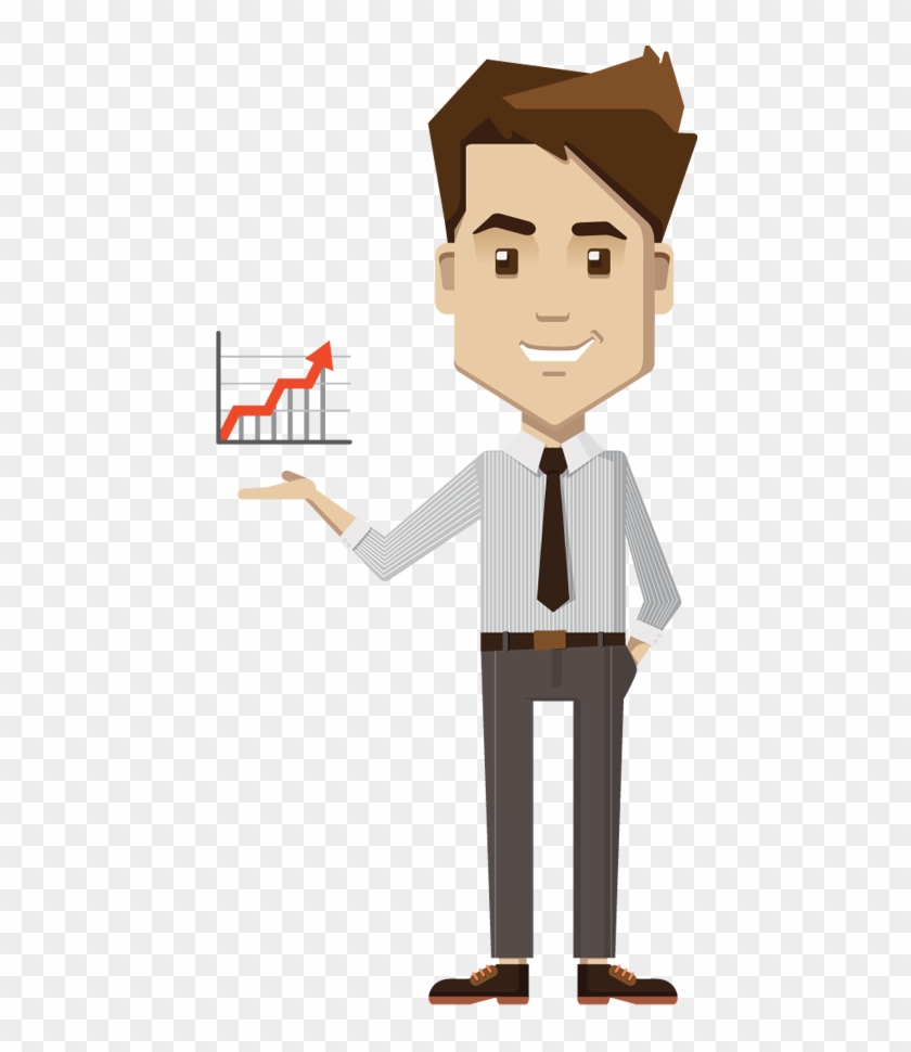 Cartoon Businessman Holding Growth Chart Board - Statistician #204687