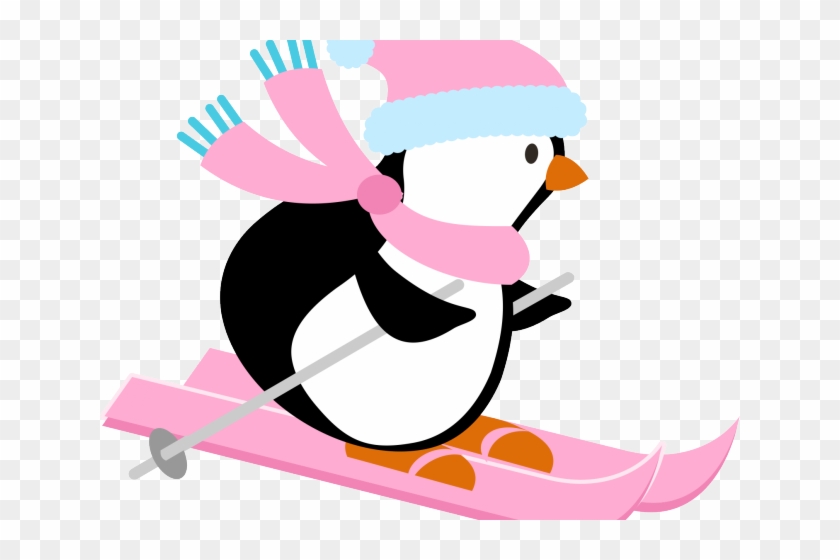 Penguin Skiing Clipart Transparent Background, Cute Penguin Ski