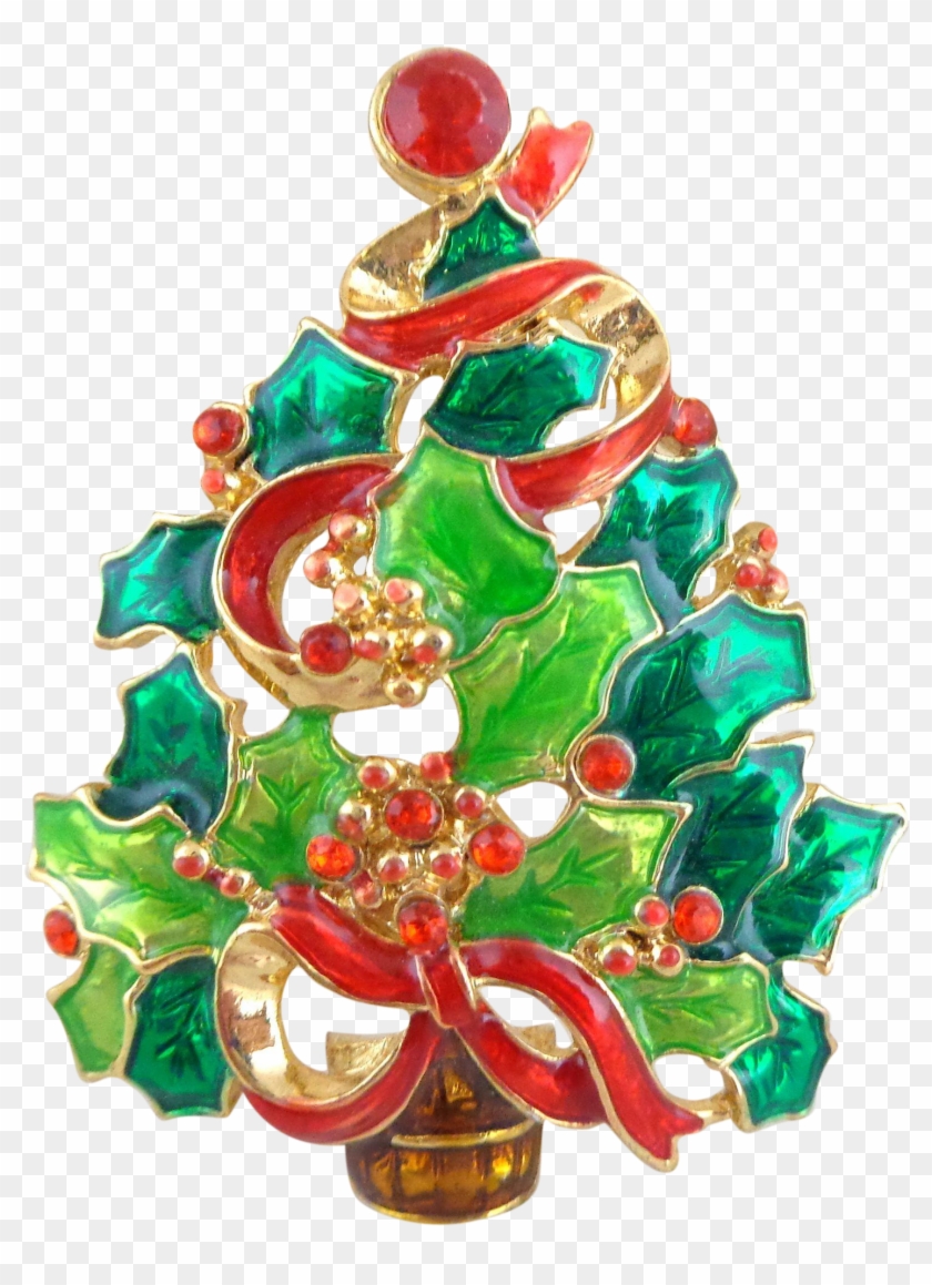 Vintage Christopher Radko Enamel Holly Leaf Christmas - Christmas Ornament #1323055