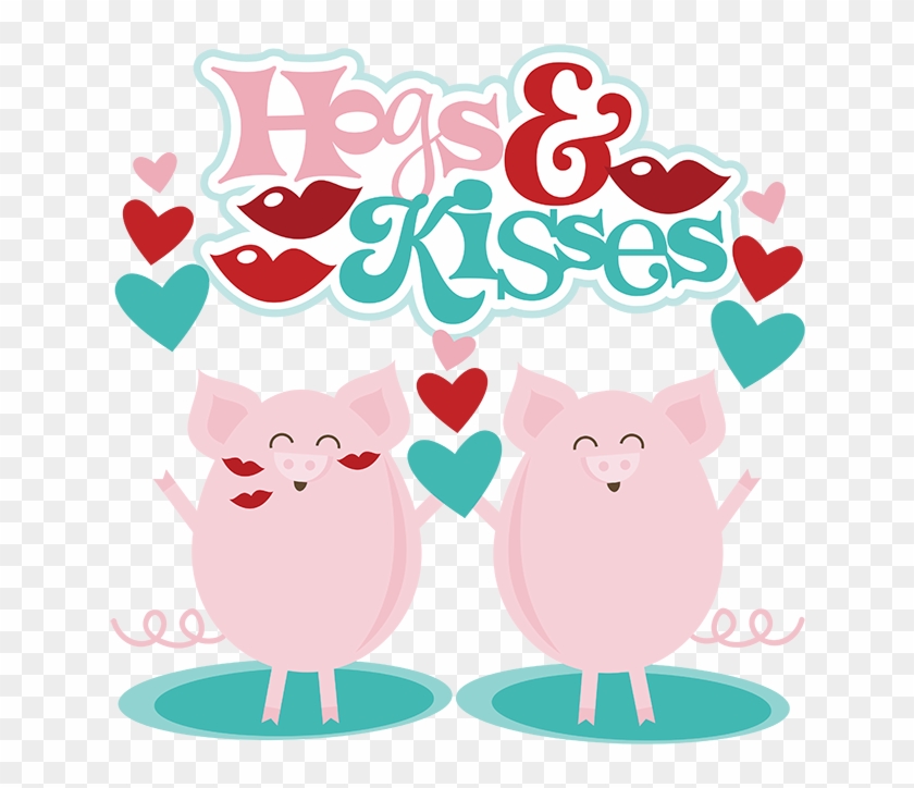 Domestic Pig Clip Art - Hogs And Kisses Valentine Printable #1324398