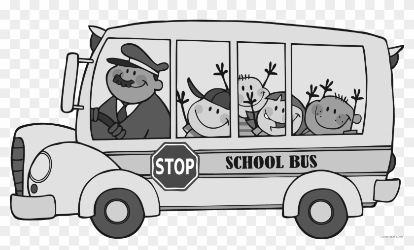 School Bus Transportation Free Black White Clipart - Wheels On The Bus #1325032
