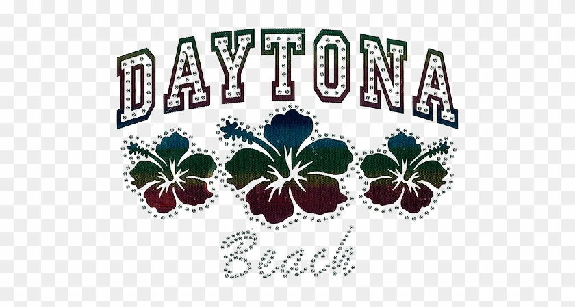 Daytona Beach With Hibiscus - Lv Latvija/latvia Ice Hockey Sticker (rectangle) #1326443