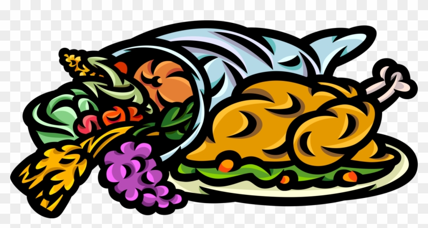 Vector Illustration Of Thanksgiving Turkey Dinner With - Vector Illustration Of Thanksgiving Turkey Dinner With #1327187