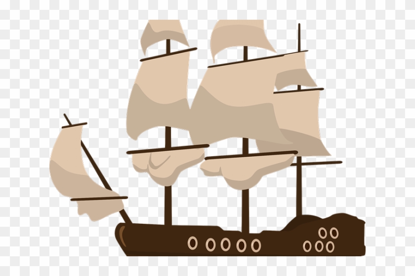 Sailing Ship Clipart Flower - Transparent Pirate Ship #1329738