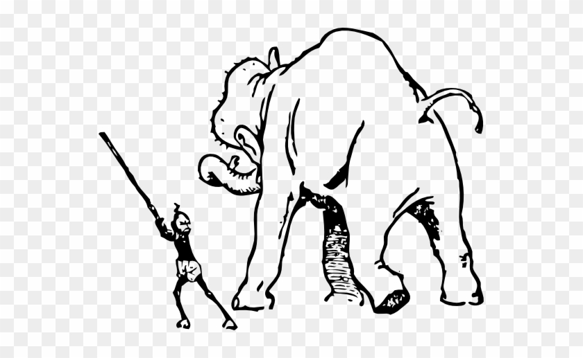 Elephant Gets A Whacking Black White Line Art 555px - Elephant Herd Black And White Drawing #1332871