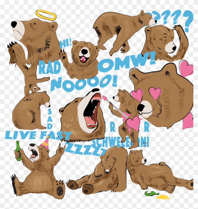 Party Bear Stickers Ios Animal Artist Will Eskridge - Cartoon #1336220