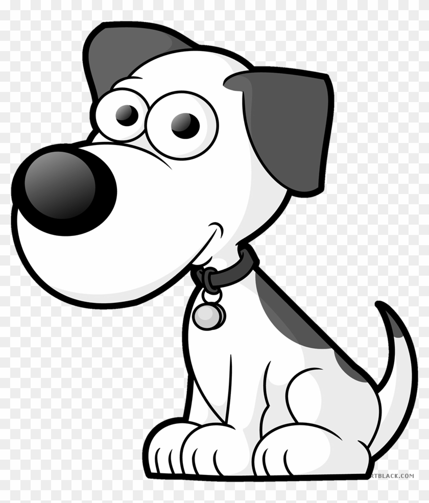 black and white animated dog