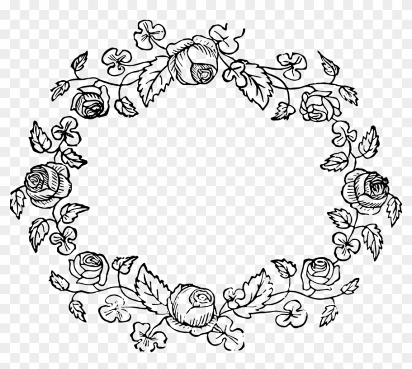 All Photo Png Clipart - Vintage Flower Frame Black And White #1338938