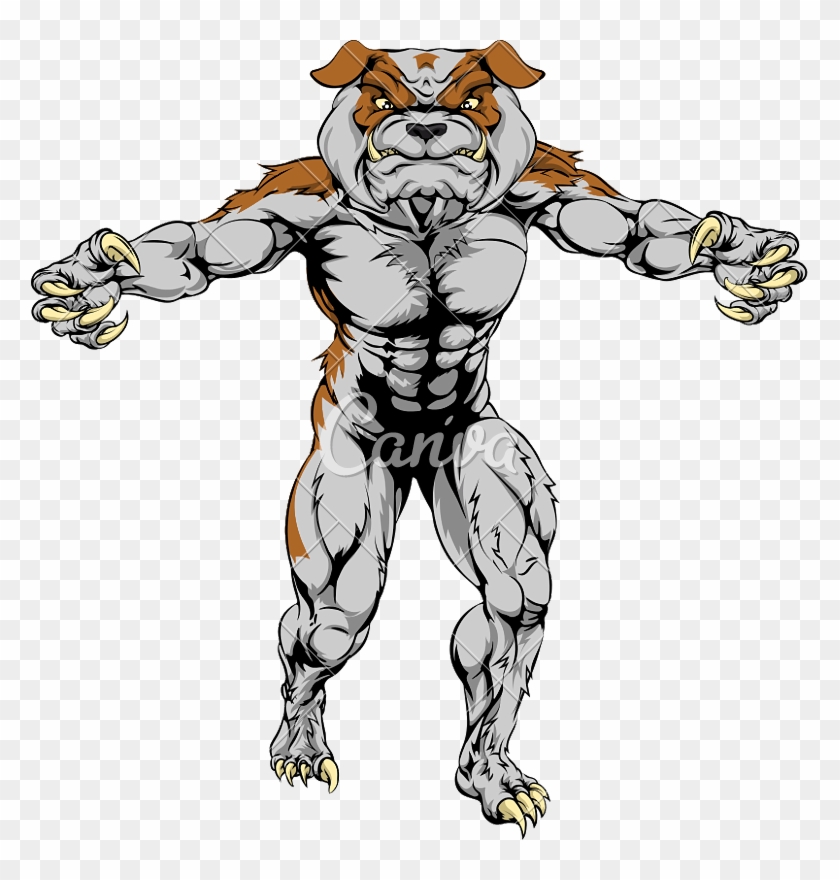 Bulldog Sports Mascot - Bulldog Scary Tattoo #1340980