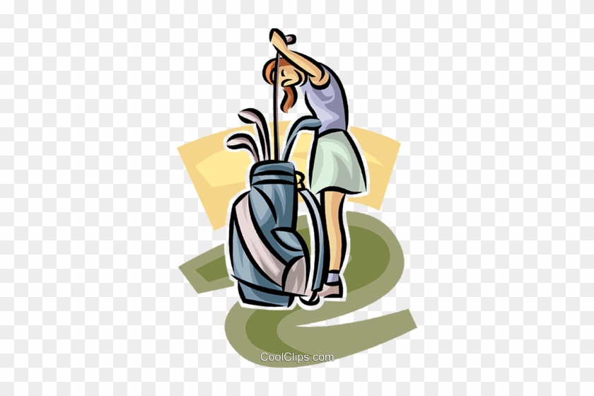 Golf Vector Clipart Of A Female Golfer Selecting A - Illustration #1342274