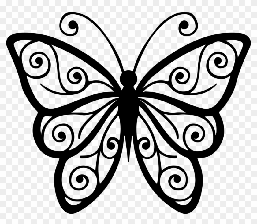 Butterfly Lineart - Butterfly Drawing Line Art Clipart - Large Size Png  Image - PikPng