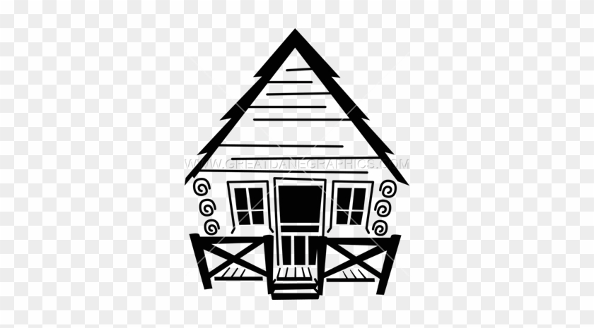camp cabin clipart black and white